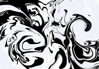  Abstract black and white backgrounds .Designs for wrapping paper, wallpaper and more.  Modern liquid art, digital illustration. Pattern of ink stains.