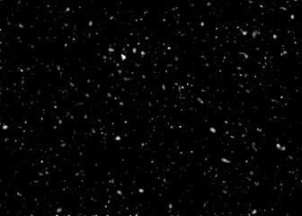 Naklejka na ściany i meble Snowfall on black background, an abstract background.