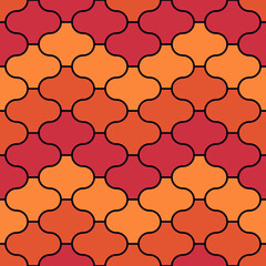 Seamless pattern. Paseo tiles ornament. Oriental traditional ornamentation. Repeated lantern shapes. Tiles motif. Mosaic wallpaper. Geometric digital paper. Ethnic textile print. Vector image