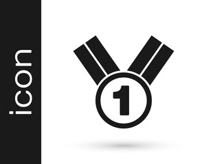 Black Medal icon isolated on white background. Winner symbol. Vector
