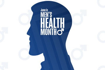 June is Men’s Health Month. Holiday concept. Template for background, banner, card, poster with text inscription. Vector EPS10 illustration.