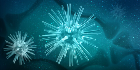 3d render Corona virus microscopic view