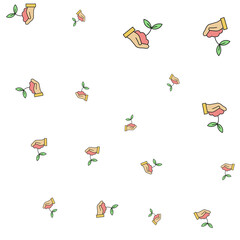 Plant on hand. Seamless pattern of ecological icons