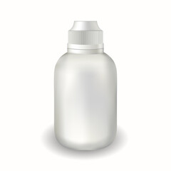 The bottle is plastic. Container. Style Realistic. Isolated. White background. Vector.Icon.Place for inscription.Medicine.Medication. Realism.Pill.Object.3d