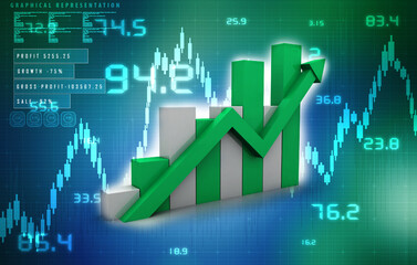 3d rendering Stock market online business concept. business Graph 
