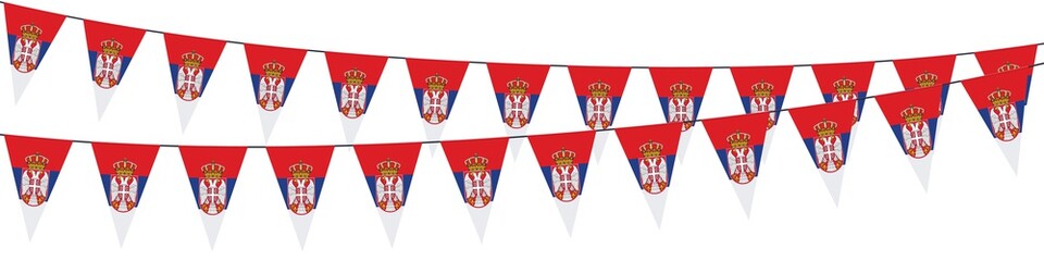 Garlands in the colors of Serbia on a white background 