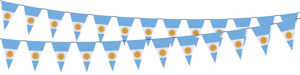 Garlands in the colors of Argentina on a white background 