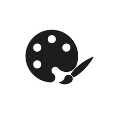 Icon of the artist's palette and brush. Simple vector illustration on a white background