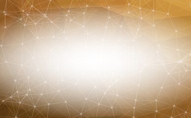 Abstract Dark Brown Polygonal Space Background with Connecting Dots and Lines.  Connection structure and science background. Futuristic HUD design.