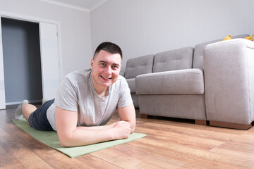 Man doing exercises at home