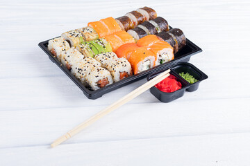 Set of sushi. Delivery concept
