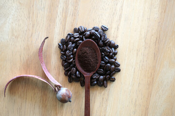 Roasted coffee seed for background