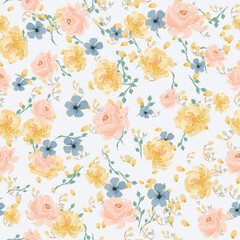 Beautiful, delicate seamless pattern with peonies in a watercolor style.