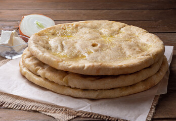 ossetian pies with cheese. Ossetian pies with potatoes. Traditional pies.