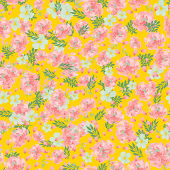 Beautiful, delicate seamless pattern with peonies in a watercolor style.