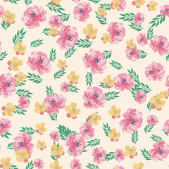 Beautiful, delicate seamless pattern with peonies in a watercolor style.