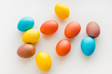colored eggs, easter eggs, colored eggs on a white background