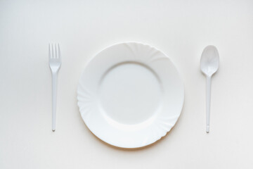 table setting, disposable tableware, white tableware