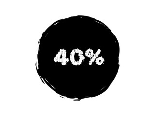 Grunge black emblem with 40 percent discount.