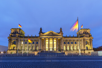 Berlin Reichstag Bundestag Parliament Government building copyspace copy space twilight blue hour...