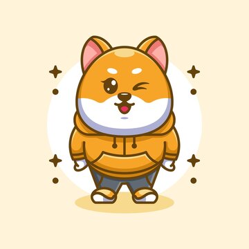 Cute shiba inu dog mascot cartoon design