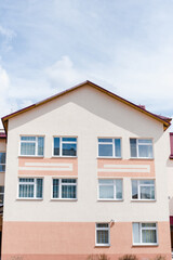 building with sky, pitched roof, residential building, two-story house 