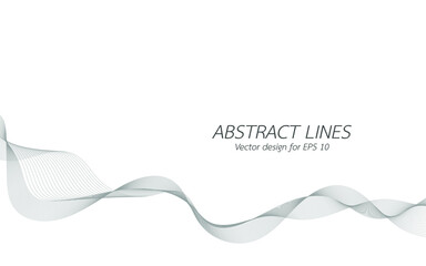 Abstract wave design geometric pattern. Background digital technology line frequency, smooth stripe, color tone white gray and black. Graphic element concept with copy space, crypto currency. Vector.