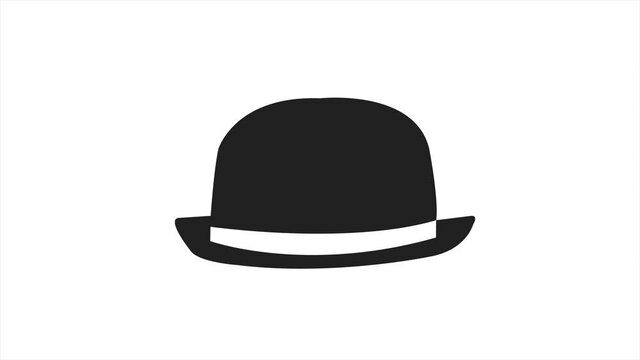 Fedora man hat icon isolated on white background. 4K Video motion graphic