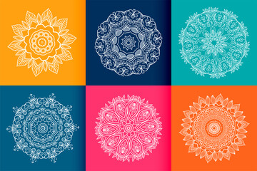 six ethnic mandala patterns set - obrazy, fototapety, plakaty
