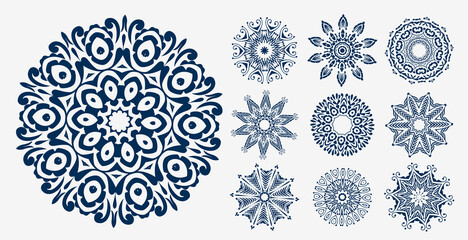 ethnic mandala decoration pattern set