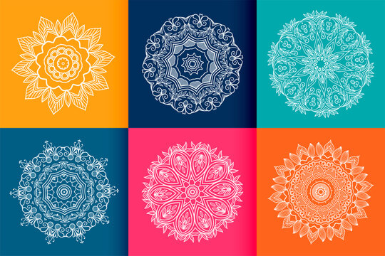 six ethnic mandala patterns set