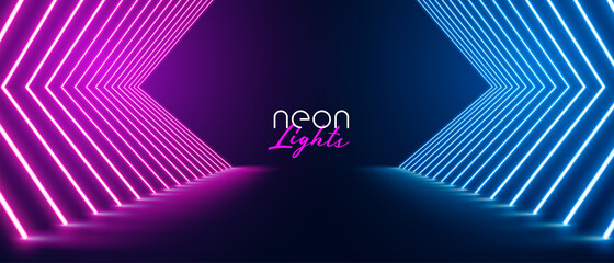 pink and blue neon stage path floor banner © starlineart