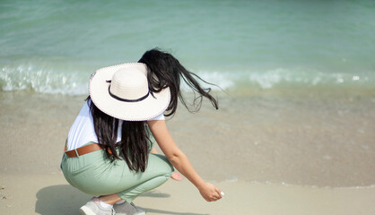 happy woman on the beach