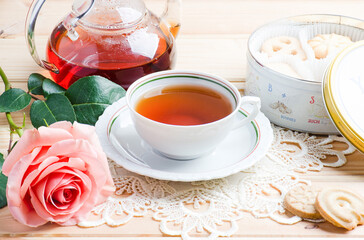 cup of tea with flowers