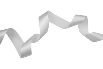 White satin ribbon isolated on white background.