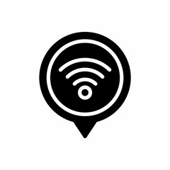 Wifi signal location pin icon with glyph style. Placeholder vector icon