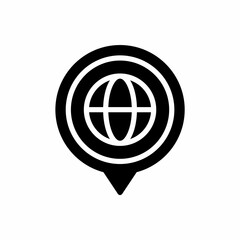 Globe location pin icon with glyph style. Placeholder vector icon