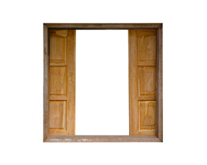 Wooden vintage window isolated on white background. This has clipping path.