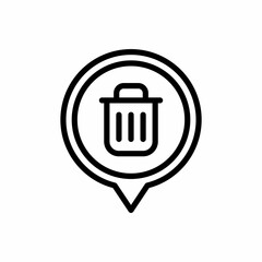 Bin location pin icon with outline style. Placeholder vector icon