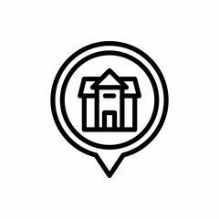 School location pin icon with line style. Placeholder vector icon