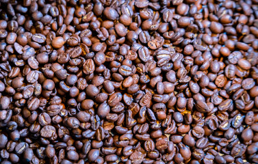 Coffee beans roasting process by machine