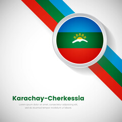Creative Karachay-Cherkessia national flag on circle. National day of Karachay-Cherkessia country with classic background