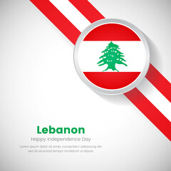 Creative Lebanon national flag on circle. Independence day of Lebanon country with classic background