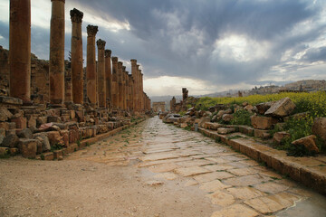 The Cardo Maximus in the ancient Roman city of Jerash, Jordan