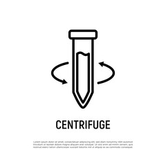 Centrifuge thin line icon. Tube with arrows. Vector illustration.