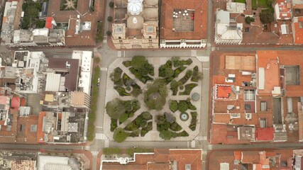 Empty City of Cuenca, Ecuador, during locked down of the Covid19 pandemia from a drone perspective - Powered by Adobe