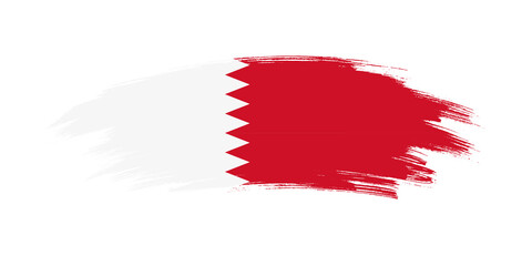 Artistic grunge brush flag of Bahrain isolated on white background