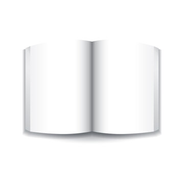 Blank opened white book or magazine mockup template (top view).