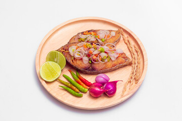 Organic salted king mackerel fish salad.