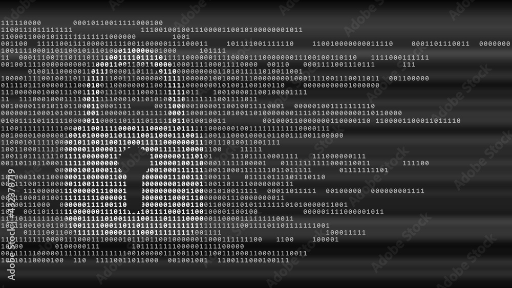Poster safety information concept - lock guard sign in white on digital background with tapes of binary cod